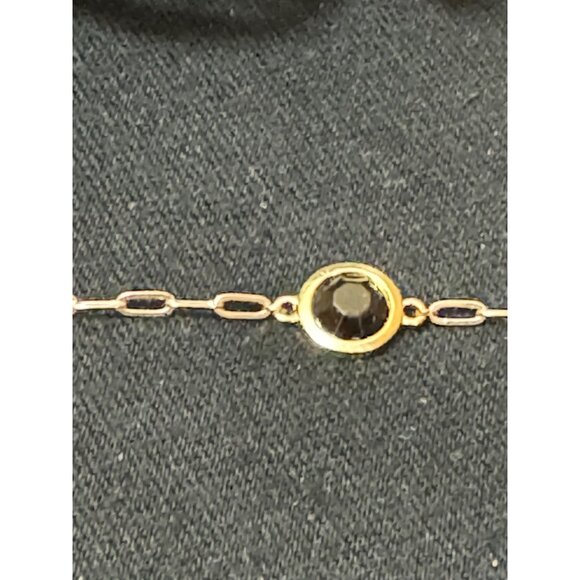 Gold-Plated Bracelet Anklet With Black Gemstone & Adjustable Chain - Picture 5 of 6